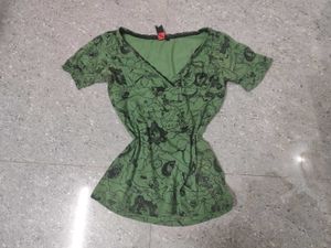 Rockstar Gf Nana Coded Green Printed Tee