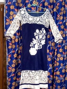 Navy & White Floral Lace Dress