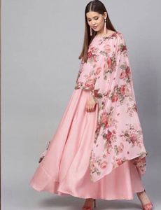 Ahalya Women Pink Floral A Line Fusion Dresses Siz