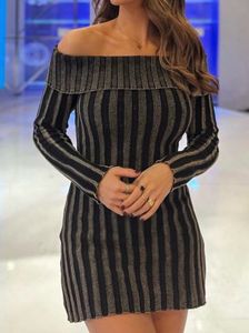 Striped Off-Shoulder Bodycon Dress