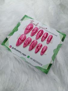 Pink Swirl Press-On Nails