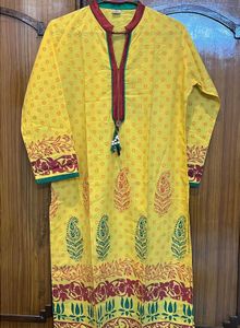Yellow Printed Kurta