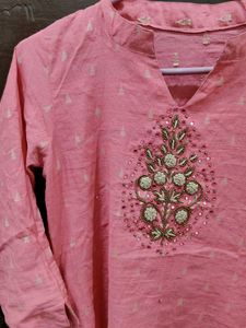 Embroidered Pink Kurti