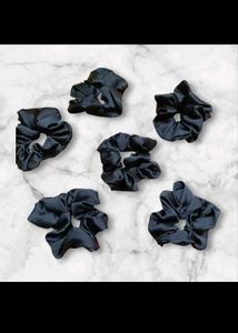 Combo Of Scrunchies 3 Satin 2 Velvet Black