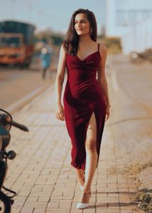Burgundy Velvet Maxi Dress