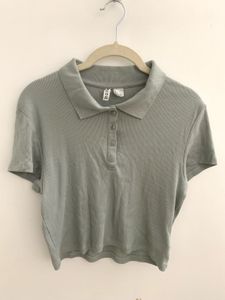 H&M Ribbed Cropped Polo Top