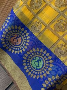 Yellow Checked Saree