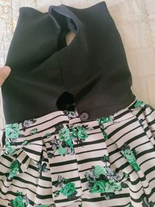 Floral Stripe Fit &amp; Flare Dress