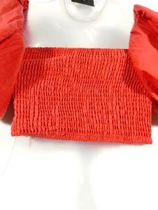 Dark Coral Pink Square Neck Crop Top (Women)