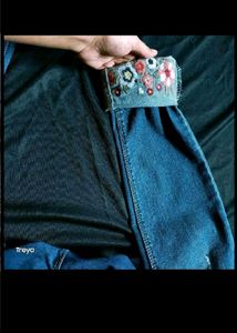 High waist Floral Embroidered Denim Jeans