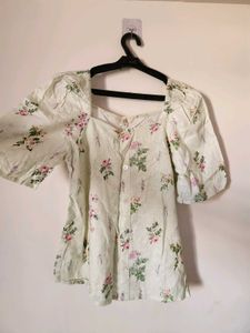 Floral Square Neck Top