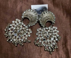 Silver Tone oxidised Earrings Set