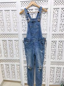 Distressed Blue Denim Overall D