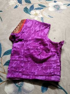 Elegant Purple and creamSaree With Matching Blouse