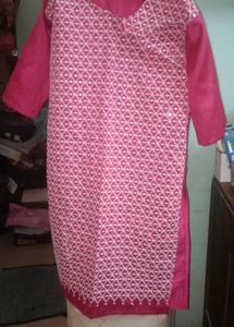 Pink Embroidered Kurti