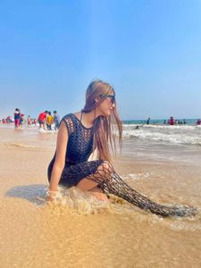 Black Crochet Knit Long Dress(inner’s Not Availabl
