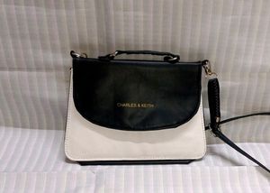 Charles And Keith Sling Purse(Blackndwhite) Copy