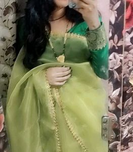 Green Organza Saree