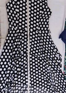 Black Polka Dots Dress/midie