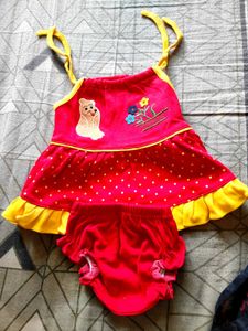 Cute Red Baby Dress Set
