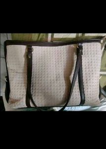 2 Tote Bags Green Studded And Beige