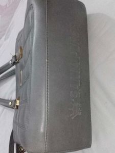 Gray Leather Tote Bag