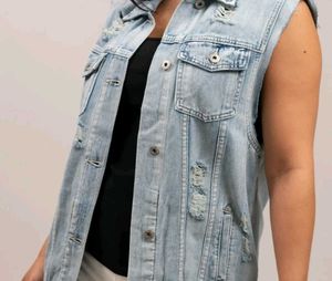 Distressed Denim Vest