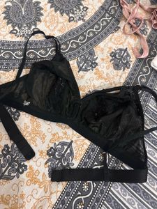 Black Lace Designer Bra, Bust- 34 B