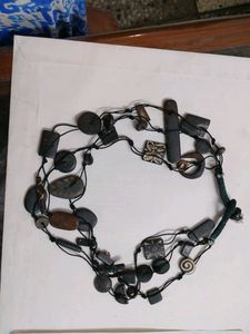Neckpiece With Wooden Pieces Brown Color