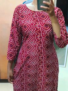 Bandhani Red Kurti