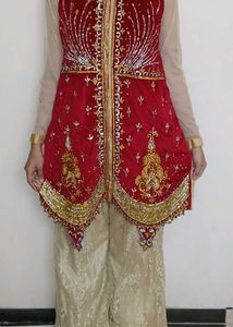 Bride Red & Gold Embellished Outfit Only Top