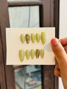 Olive Green Press-On Nails