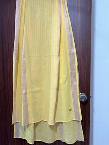 AURELIA Yellow Cotton Dupatta