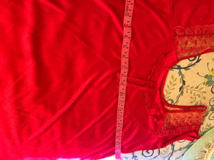 Vintage Red Lace Trim Nightgown