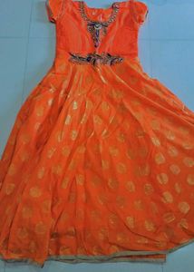 Elegant Orange Ethnic Gown