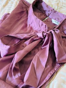 Mauve Tie-Front Top