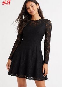 Elegant Black Lace Skater Dress