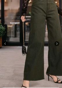 Wide Leg Olive Green Jeans