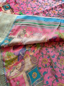 Pichwai Digital Kalamkari Print Saree 💙❤️