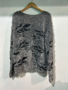 Fuzzy Gray &amp; Black Sweater