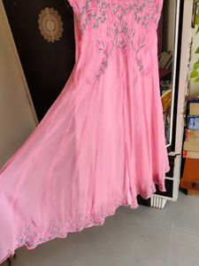 Pink Embroidered Ethnic Gown