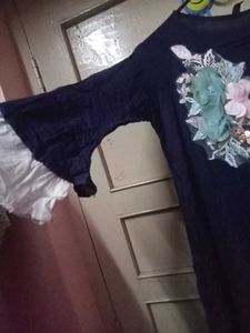 Floral Navy Blue Kurta