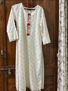 Elegant White Printed Kurta