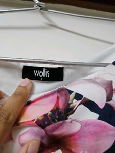 Wallis Brand IMPORTED Blue Stripes Floral Midi
