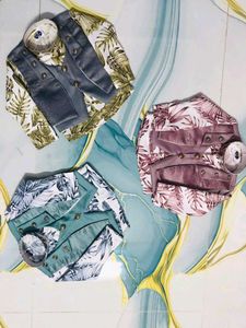 Tropical Print Shirt & Vest Set