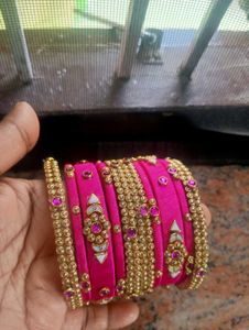 Pink Silk Theard Bangles