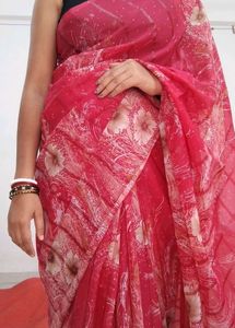 Dark Pink Floral Saree