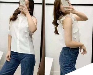 Zara White Ruffle Top