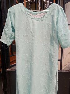 Mint Green Embroidered Kurti