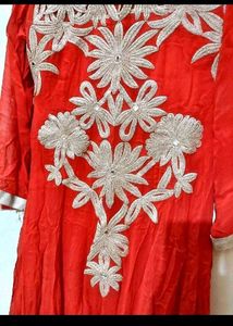 Red Embroidered Gown